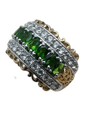 Chuck Clemency Ring Emerald White Sapphire Sterling Silver Size 8